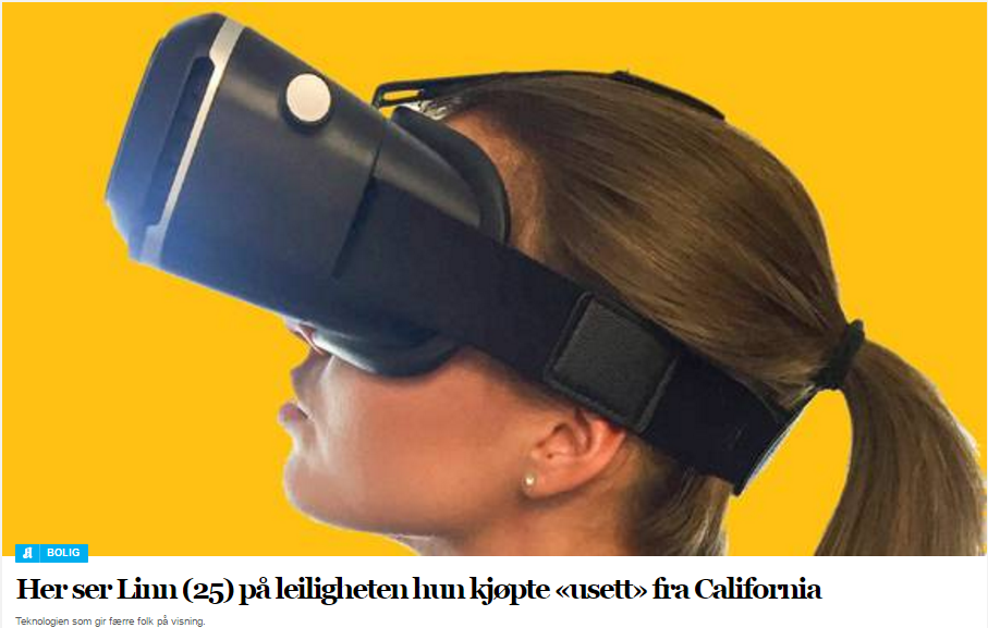 Artikkel fra Aftenposten hvor Linn Engen ser på leiilghet med 3d brille